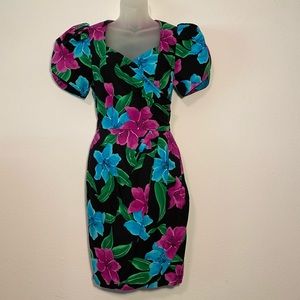 Ann Tobias • Tropical Print Vintage Dress